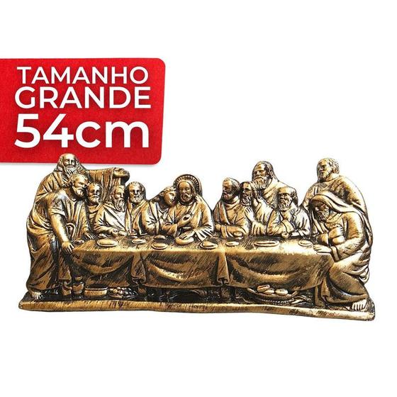 Imagem de Santa Ceia Gesso Dourada Grande Para Pendurar de Luxo 54cm