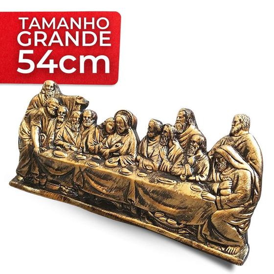 Imagem de Santa Ceia Gesso Parede Grande Moderna Ouro Velho 54cm