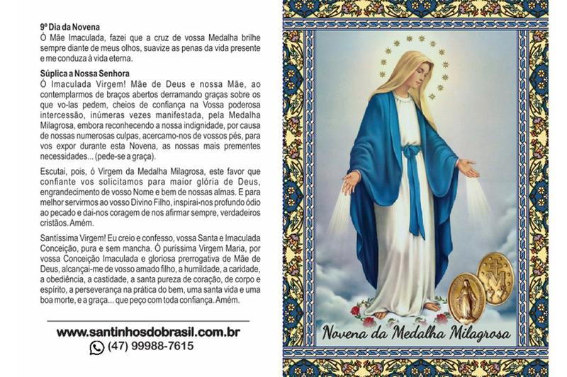 Imagem de Santinhos Novena N S Sra Nossa Senhora Medalha Milagrosa - 10x14 cm