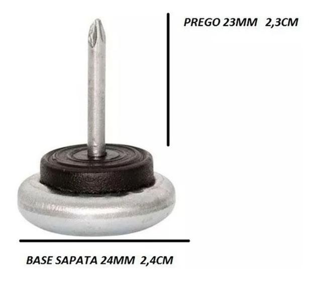 Imagem de Sapata Prego PÃ Deslizante D24 P/mÃ³veis Kit 50 PeÃas