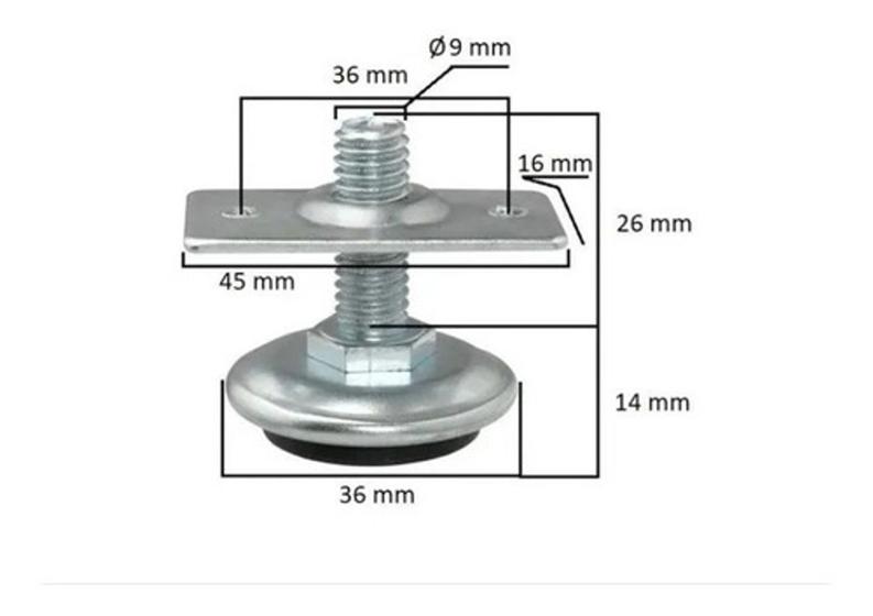 Imagem de Sapata Regulavel P/móveis 3/8 C/chapa Fixação 16 Unidades