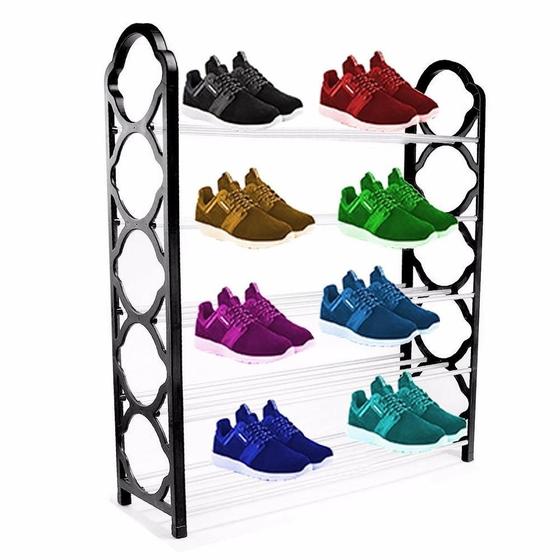 Imagem de Sapateira 20 sapatos desmontavel com 5 prateleiras estante vertical 10 pares organizador grande