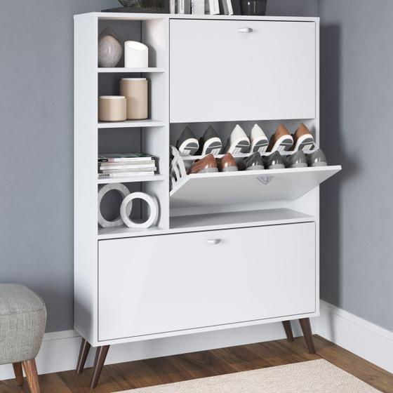 Sapateira 3 Portas 3 Prateleiras Sp040 Branco - Completa Móveis Menor preço em Sapateira 3 Portas 3 Prateleiras Sp040 Branco - Completa Móveis