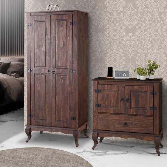 Imagem de Sapateira Antiga Com Cômoda Para Quarto Madeira Maciça Rústico Marrom Shop JM