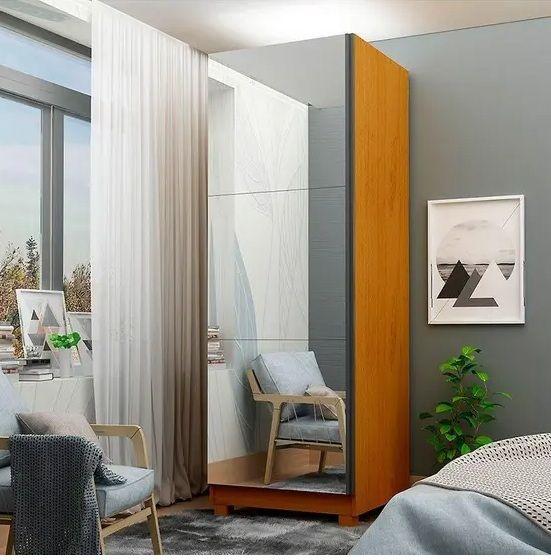 Imagem de Sapateira até 40 Pares Porta com Espelho com Pés Estante Multiuso Gold Gelius - Naturale MDF 