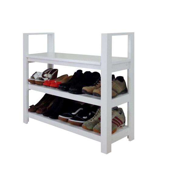Sapateira Banco com Braço de Piso para Closets e Quartos 8 Pares Sapatos - Branco Laca Menor preço em Sapateira Banco com Braço de Piso para Closets e Quartos 8 Pares Sapatos - Branco Laca