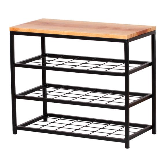 Sapateira Banco Drai em Ferro e Madeira Modelo Industrial Cor Preto Fosco - Nina Casa é boa?