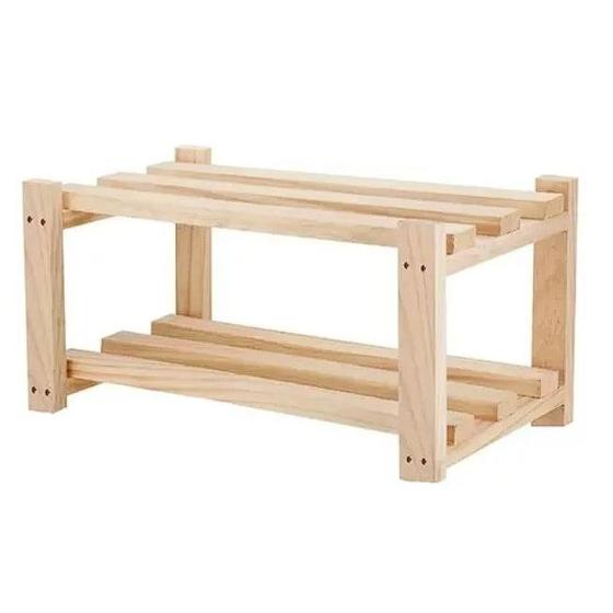Imagem de Sapateira Banco para Hall de Entrada Elegante em Madeira de Pinus com 2 Prateleiras