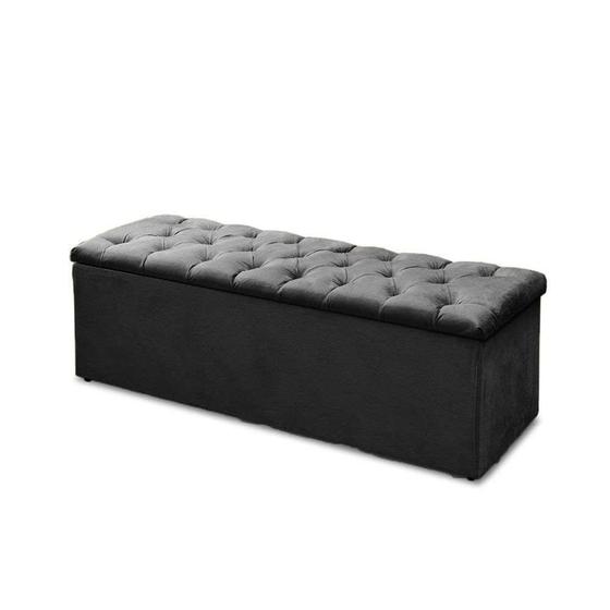 Imagem de Sapateira Baú Casal Suede Preto 47x138x51