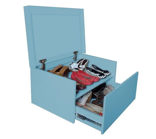 Sapateira Box Baú Caixa Organizadora para Sapatos - Azul Laca Menor preço em Sapateira Box Baú Caixa Organizadora para Sapatos - Azul Laca