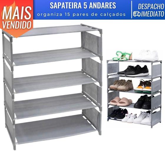 Imagem de Sapateira de Ferro Organiza 15 Pares de Sapato Quarto Lavanderia 60X27,5X72 cm