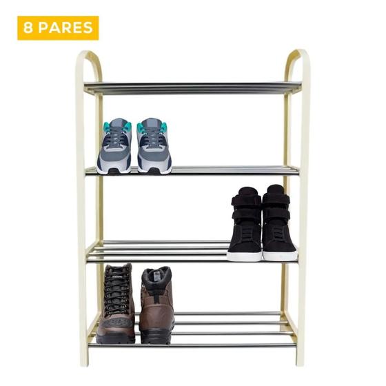 Sapateira De Metal Prateleira De Chão Hall 4 Andares Entrada 8 Pares Menor preço em Sapateira De Metal Prateleira De Chão Hall 4 Andares Entrada 8 Pares