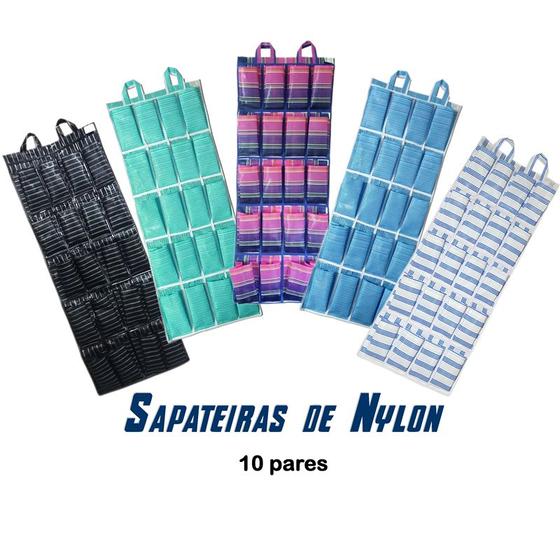 Imagem de Sapateira de Nylon 10 pares Organizadora Pendurável Sapatos Tenis Chinelo
