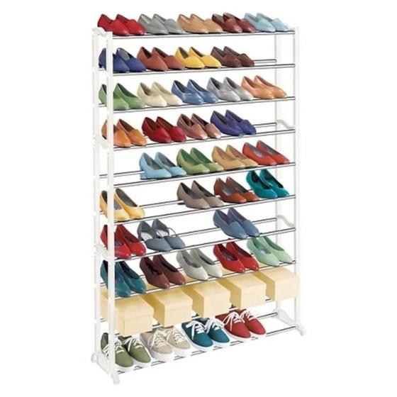 Imagem de Sapateira estante organizadora para 50 pares de sapatos calcados 10 prateleiras em metal