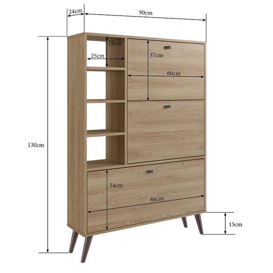 Sapateira Estante Retrô 3 Portas 4 Prateleiras 18 pares Oak Menor preço em Sapateira Estante Retrô 3 Portas 4 Prateleiras 18 pares Oak