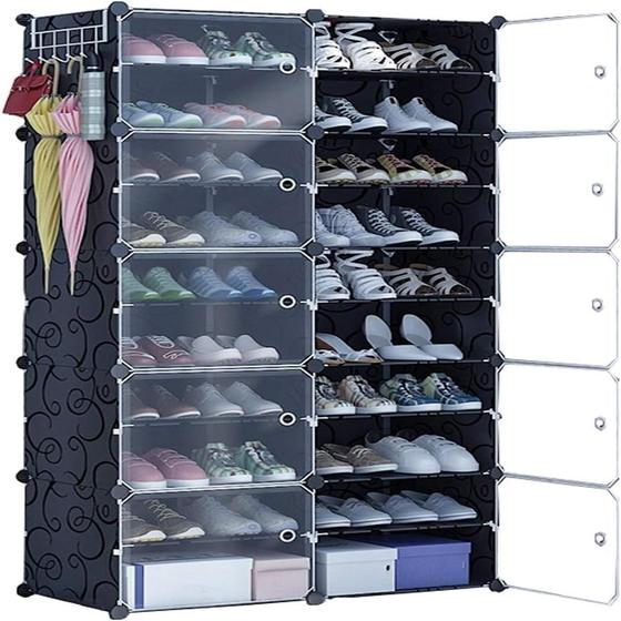 Imagem de Sapateira modular dupla com 20 prateleiras para 40 pares e organizador