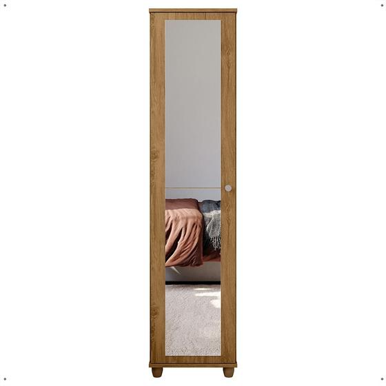 Imagem de Sapateira Multiuso Vertical Espelhado 4 Prateleira Porta Sapato Organizador Retrô Sala Quarto Decoração Casa Marry - Nature - RPM