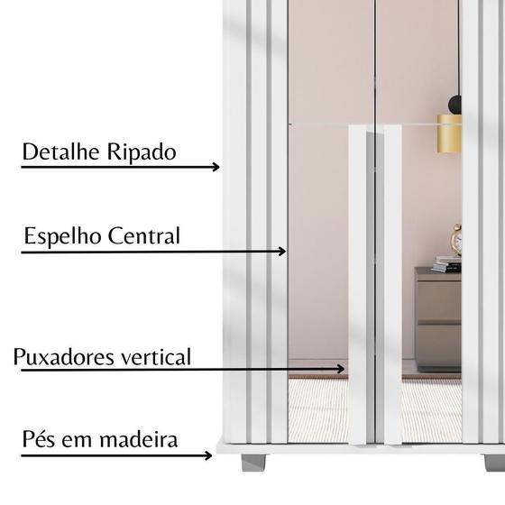Imagem de Sapateira New Requinte com Detalhes Ripados e Espelho Cor Branca