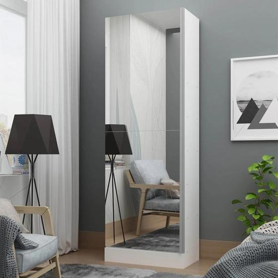 Sapateira para quarto agata 1 porta com espelho branco gelius móveis Menor preço em Sapateira para quarto agata 1 porta com espelho branco gelius móveis