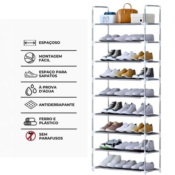 Imagem de Sapateira Vertical Compacta   9 Prateleiras para Otimizar Seu Closet ou Quarto