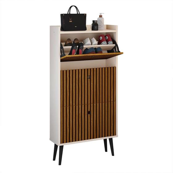 Sapateira Vertical Dark 3 Gavetas Basculantes Organizadora Calçados Retrô - Off White/Ripado Menor preço em Sapateira Vertical Dark 3 Gavetas Basculantes Organizadora Calçados Retrô - Off White/Ripado