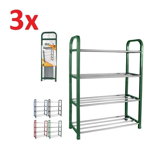 Imagem de Sapateira Vertical Para 8 Pares Em Aluminio Kit Com 3 Pecas
