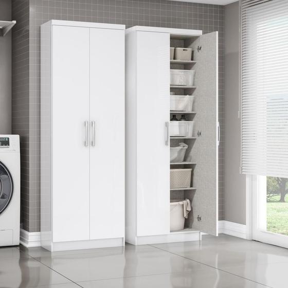 Sapateiro Roupeiro Multiuso 2 Portas 6 Prateleiras Organizador Margarida Quarto Lavanderia Branco Menor preço em Sapateiro Roupeiro Multiuso 2 Portas 6 Prateleiras Organizador Margarida Quarto Lavanderia Branco