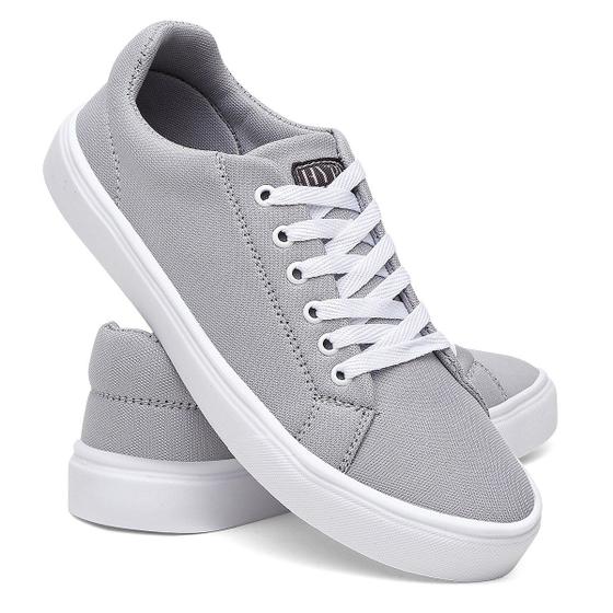 Imagem de Sapatênis Casual Linha Confort Hype Shoes Esporte Fino Cinza Unissex