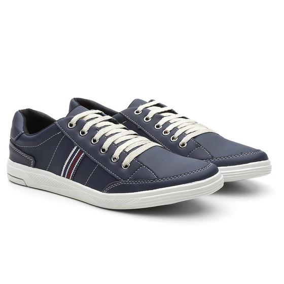 Imagem de Sapatênis Casual M&d Store com Cadarço Detalhe Lateral em Listra e Sola Reta