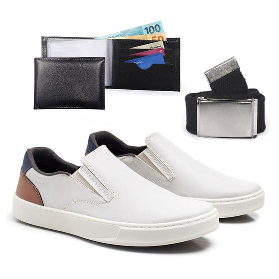 Imagem de Sapatenis Casual Slip On Masculino Com Carteira e Cinto Tenis Moderno Macio Dia a Dia