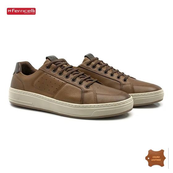 Imagem de Sapatenis de Couro Masculino Ferricelli Rover - Camel