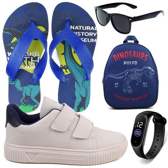 Imagem de Sapatenis Infantil Sapatilha Calce Facil Casual Social LIGHT + Mochila Chinelo Oculos Relogio