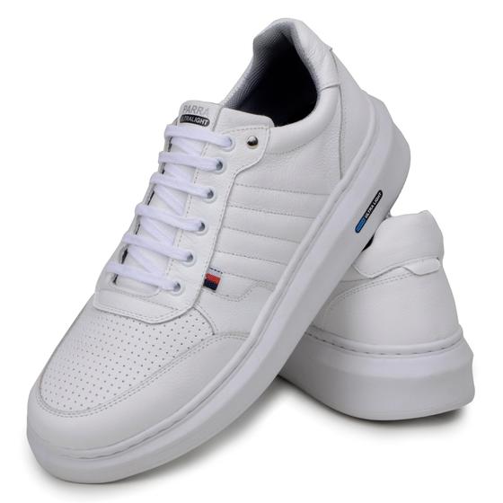 Imagem de Sapatenis Masculino 100% Couro Legitimo Tenis Casual Detalhado Cores Modernas