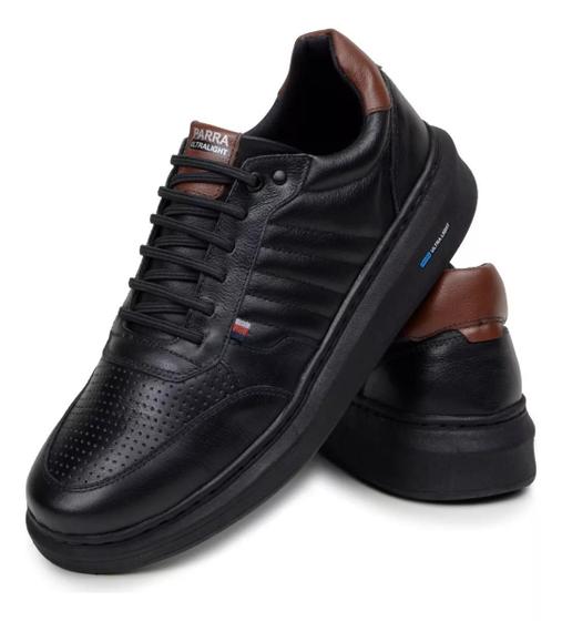 Imagem de Sapatenis Masculino 100% Couro Legitimo Tenis Casual Detalhado Cores Modernas