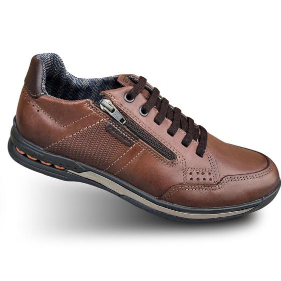 Sapatenis Masculino em Couro Anatômico Com Amortecimento Pegada