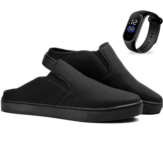 Imagem de Sapatênis Mule Slip On Masculinos Casual + Relogio