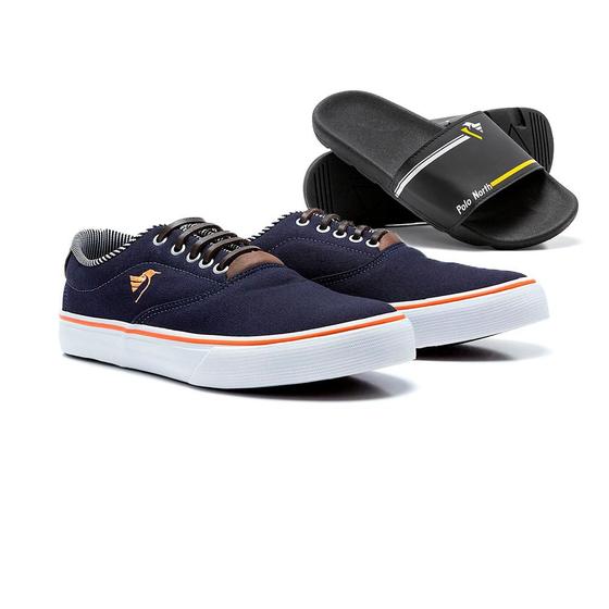 Imagem de Sapatênis Polo North Masculino Lona Conforto + Chinelo Slide