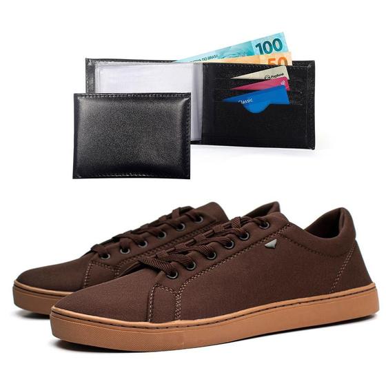 Imagem de Sapatenis Tenis Masculino Casual + Carteira Macio Leve Confortavel Estiloso