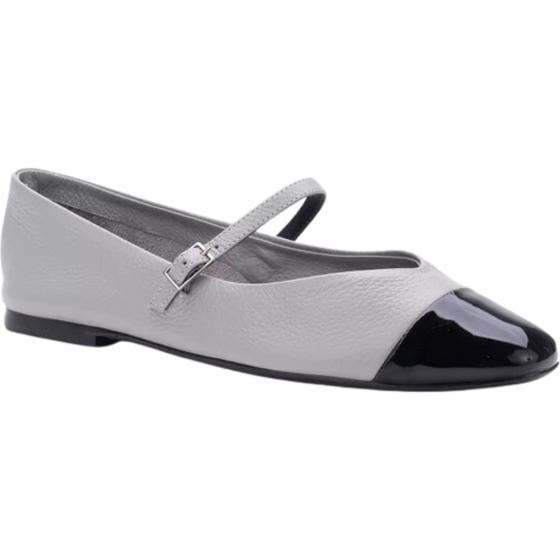 Imagem de Sapatilha Boneca Couro Verniz Fivela Tendência Moda 2274.71605 Lia Line Gray