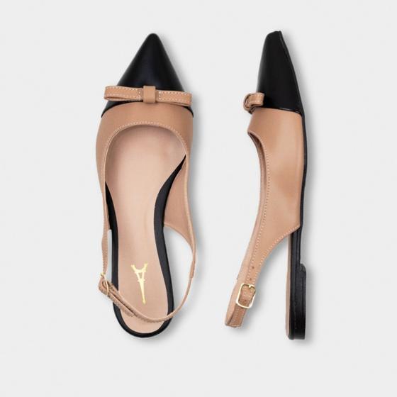 Imagem de Sapatilha Elegante Confortável Slingback Feminina  Bicolor Marcela Prado