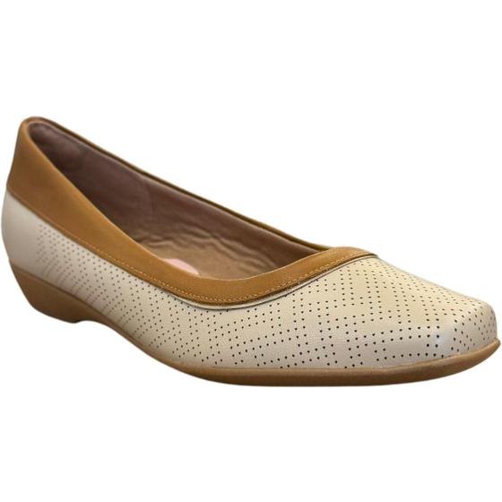 Imagem de Sapatilha Feminina Clássica Anabela Couro Conforto Mm1602 Usaflex Vanilla