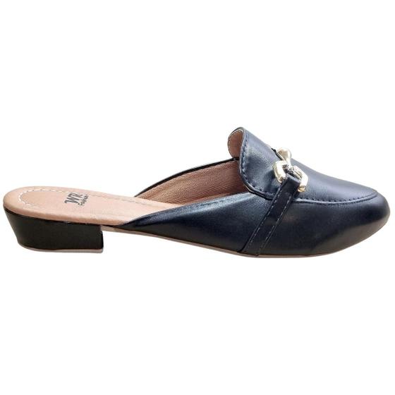 Imagem de Sapatilha Feminina Mule Saltinho Grosso Baixo Bico Fino Confortável Macia Luxo Moda Salto Comfort Tendência Top