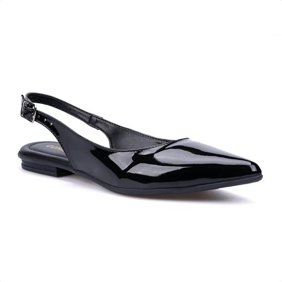 Imagem de Sapatilha Feminina Slingback Em Verniz Tira Tornozelo Luxo