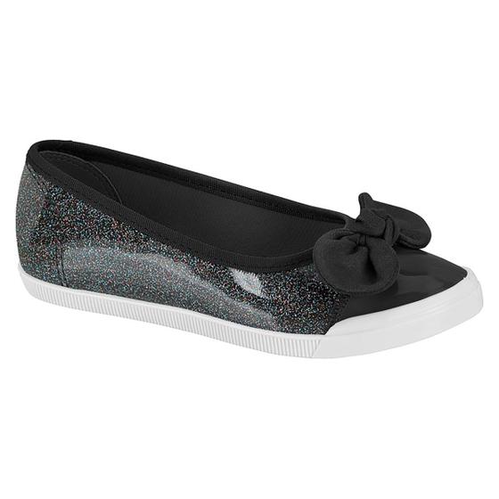 Imagem de Sapatilha Infantil Molekinha Slipper Laço Brilho - Preto