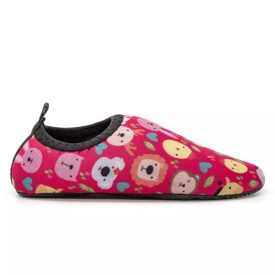 Imagem de Sapatilha Infantil Neoprene Aquática Praia Piscina Tênis Antiderrapante Vermelha Bichinhos