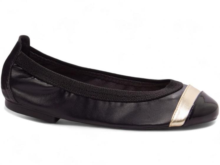 Imagem de Sapatilha Maria Mole Bag Shoes - Praticidade e Conforto em Verniz Preto, Napa Preto e Metalizado Ouro Light