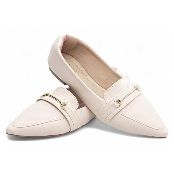 Imagem de Sapatilha Mocassim Feminino Bico Fino Off White 154C