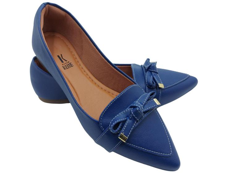 Imagem de Sapatilha Mocassim rasteira feminino bico fino azul fosco rasterinha