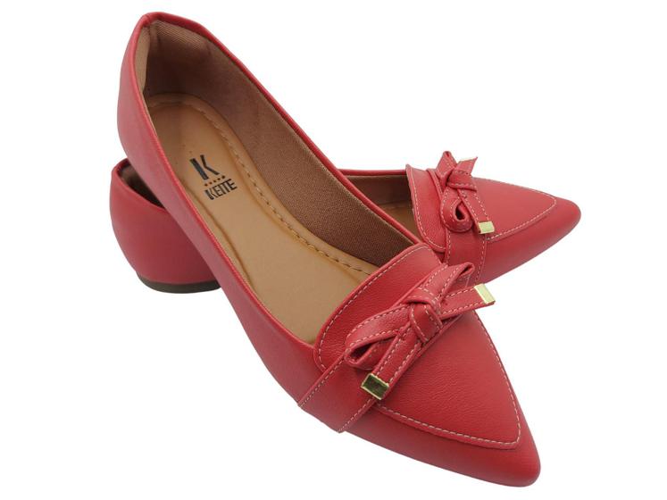 Imagem de Sapatilha Mocassim rasteira feminino bico fino vermelho fosco rasterinha