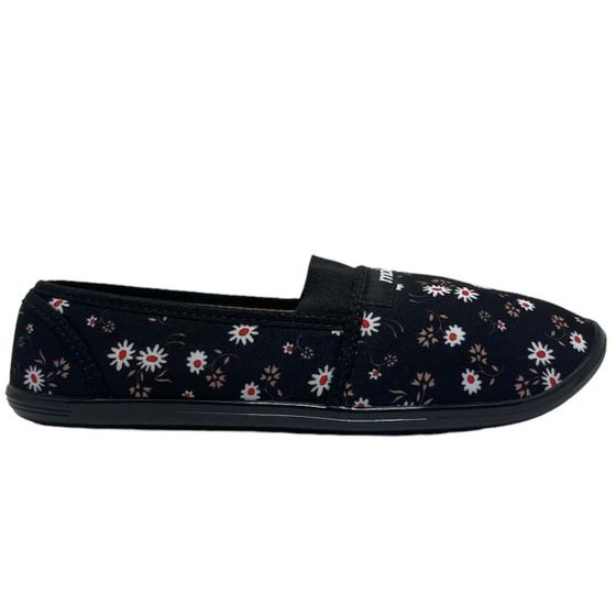 Imagem de Sapatilha Moleca Multi Pano Elástico Feminino Preto Floral